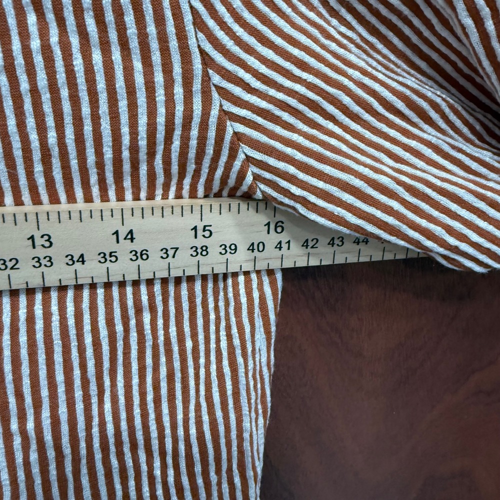 Caution To The Wind Brown Striped Tie Front Long Sleeve Top Womens Size M - Picture 5 of 5